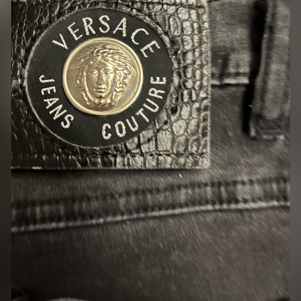 Versace Couture Jeans Black USA size 27 Small Medusa Hardware Embellished